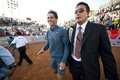 男子テニスのラファエル・ナダル（Rafael Nadal、スペイン）が5日、VTRオープン（VTR Open 2013）で7か月ぶりの実戦復帰を果たし、アルゼンチンのフアン・モナコ（Juan Monaco）と組んだ男子ダブルス1回戦で勝利を収めた。

コートを後にするラファエル・ナダル（左、2013年2月5日撮影）。(c)AFP/MARTIN BERNETTI