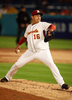 第2回ワールド・ベースボール・クラシック（%%2009 World Baseball Classic%%）2次ラウンド2組1位決定戦、米国戦に4番手で登板し、1回を無安打無失点に抑えたベネズエラのビクトル・モレノ（%%Victor Moreno%%）。（2009年3月18日撮影）(c)AFP/Getty Images/Doug Benc
