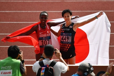 野上が女子マラソン銀メダル、世界女王チェリモが金 アジア大会