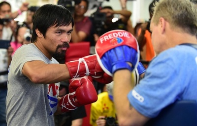 パッキャオが公開練習―メイウェザーとの統一戦を控え