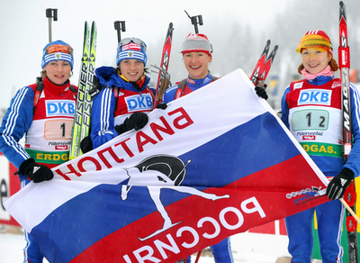 ロシア 女子リレーで優勝、バイアスロンW杯