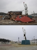2011年3月11日の東日本大震災からまもない同15日、巨大津波で大きな被害を受けた宮城県石巻市市内（写真上）と、2012年3月15日に撮影された同じ場所（写真下）。(c)AFP/KIM JAE-HWAN/TORU YAMANAKA