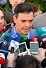 スペインで実施された総選挙投票後に記者会見する与党・社会労働党党首のペドロ・サンチェス首相（2019年4月28日撮影）。(c)JAVIER SORIANO / AFP