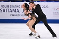 フィギュアスケート世界選手権、アイスダンス・リズムダンス（RD）。演技に臨むイタリアのシャルレーヌ・ギニャール/マルコ・ファッブリ組（2023年3月24日撮影）。(c)Kazuhiro NOGI/AFP