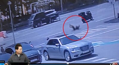 断線した電線が垂れ下がり、バイク運転手の首に絡まり大事故