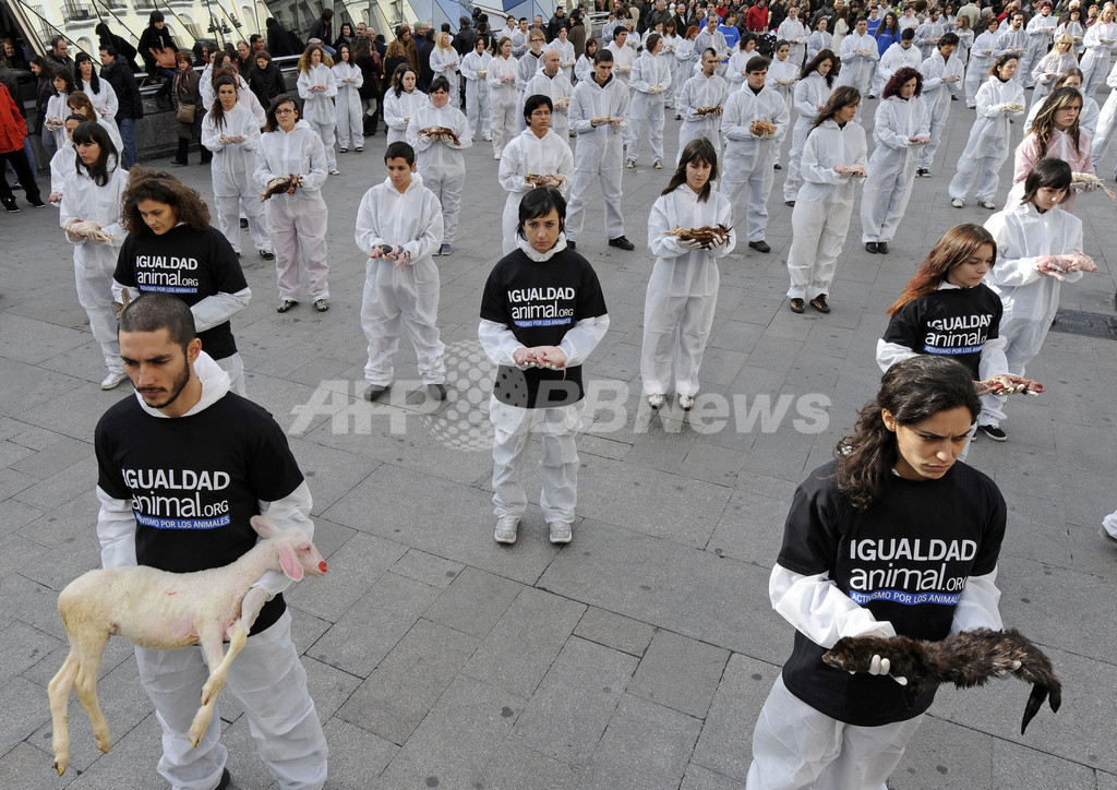 動物の死がいを抱えて動物虐待に抗議 マドリード 写真10枚 国際ニュース Afpbb News