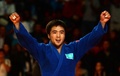 第33回世界柔道選手権、男子60キロ級。準決勝で志々目徹を下し歓喜するエルドス・スメトフ（2015年8月24日撮影）。(c)AFP/VASILY MAXIMOV
