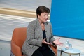 米首都ワシントンのIMF本部でAFPのインタビューに応じるクリスタリナ・ゲオルギエワ専務理事（2024年1月10日撮影）。(c)OLIVIER DOULIERY / AFP
