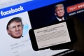 画面に表示されたドナルド・トランプ前米大統領のフェイスブックページと、トランプ氏の声明（2021年5月5日撮影）。(c)Olivier DOULIERY / AFP