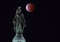 米首都ワシントンの連邦議会で観測された部分月食（2021年11月19日撮影）。(c)ANDREW CABALLERO-REYNOLDS / AFP