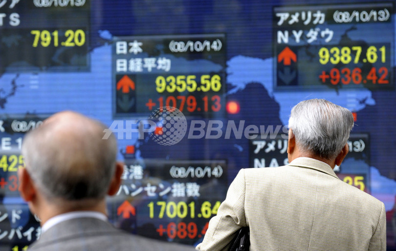 日経平均終値、14.15%高の9447円 過去最高の上昇率 日経平均終値、14.15%高の9447円 過去最高の上昇率