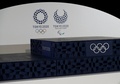 東京五輪の表彰式で使用される表彰台（2021年6月3日撮影）。(c)ISSEI KATO / POOL / AFP