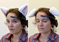 ユーザーの脳波を読み取って耳が動く｢Necomimi｣（2011年5月24日撮影）。(c)AFP/Yoshikazu TSUNO