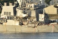横須賀基地に到着した米海軍のイージス駆逐艦「フィッツジェラルド」（2017年6月17日撮影）。(c)AFP/Kazuhiro NOGI