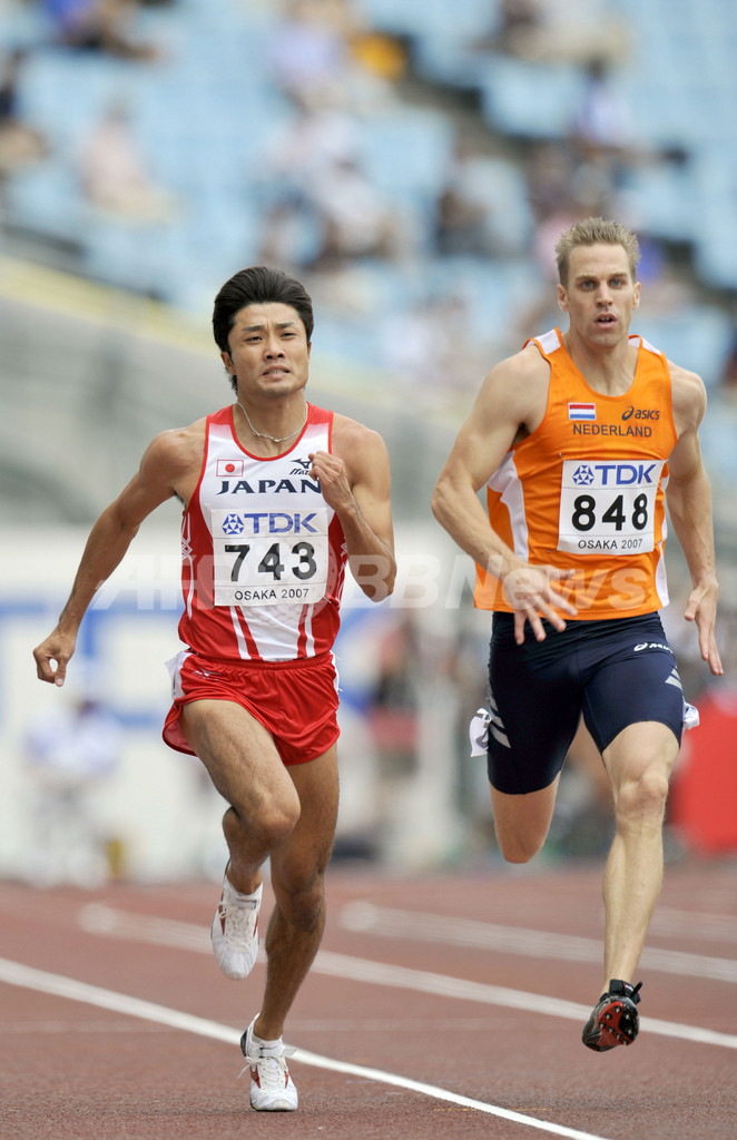 末続 男子200メートル1次予選を通過