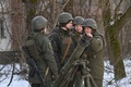 ウクライナ北部プリピャチで行われた軍事訓練（2022年2月4日撮影）。(c)Sergei Supinsky / AFP