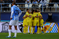 スペイン1部リーグ第14節、マラガ（Malaga CF）対ビジャレアル（Villarreal CF）。前半16分にマルコ・ルベン（Marco Ruben）が決めた同点ゴールに歓喜するビジャレアルの選手（2011年11月28日撮影）。(c)AFP/JORGE GUERRERO