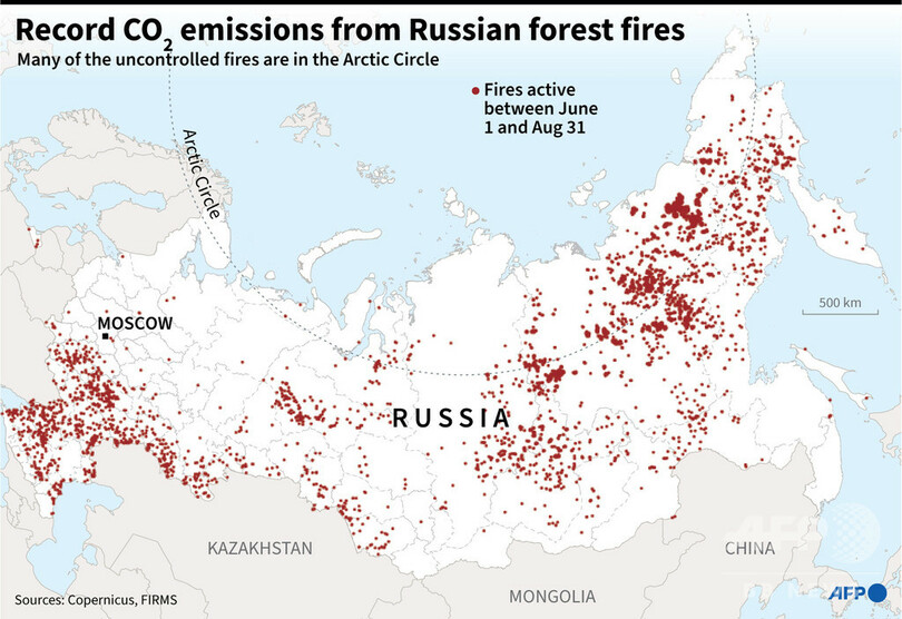 北極圏のCO2排出量が過去最多に ロシアで続く森林火災が影響