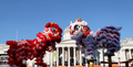 英ロンドンのトラファルガー広場で披露された獅子舞（2025年2月2日撮影）。(c)Xinhua News