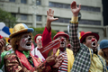 ブラジル・サンパウロ（Sao Paulo）で27日、サーカスデー（Circus Day）のイベントが開催され、大勢のピエロが集まった（2012年3月27日撮影）。(c)AFP/NELSON ALMEIDA