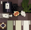 「ジョー マローン（Jo Malone）」と英老舗ペイント＆壁紙メーカー「ファロー＆ボール（FARROW &amp; BALL）」がコラボレーションしたカラード キャンドル。ワイルド フィグ ＆ カシス[ペルト No.254]。9975円。(c)Jo Malone