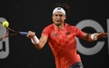 テニス、リオ・オープン男子シングルス準決勝。リターンを打つダビド・フェレール（2015年2月21日撮影）。(c)AFP/VANDERLEI ALMEIDA