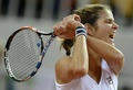 女子テニス、国別対抗戦フェドカップ、ワールドグループ1部準決勝、ロシア対ドイツ。リターンを狙うドイツのユリア・ゲルゲス（2015年4月18日撮影）。(c)AFP/ALEXANDER NEMENOV