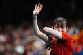 パリ五輪、卓球女子シングルス3位決定戦。勝利を喜ぶ早田ひな（2024年8月3日撮影）。(c)WANG Zhao / AFP