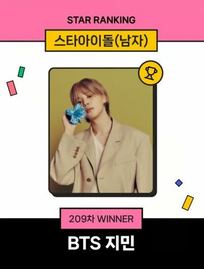 BTSジミン、209週連続で男性アイドル1位 写真枚 国際ニュース：AFPBB News