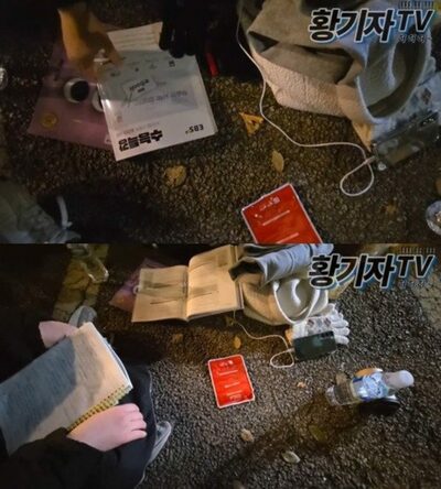 「おとうさん、私は“正しいこと”をしにここに来ました」…韓国国会前で勉強しながら集会に参加した女子高生ら