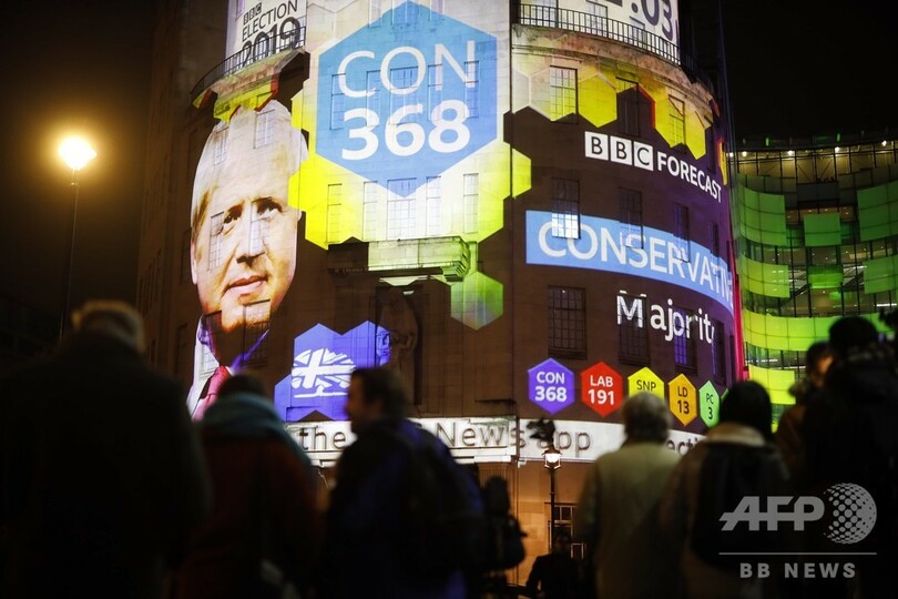 英総選挙、与党・保守党が過半数獲得の見通し 出口調査