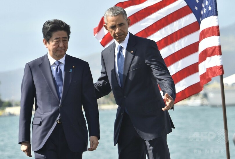 安倍首相、オバマ大統領と真珠湾訪問 犠牲者に「永劫の哀悼」