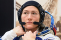 国際宇宙ステーションのクリスティーナ・コック飛行士（2019年3月14日撮影）。(c)Kirill KUDRYAVTSEV / AFP