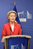 ベルギー・ブリュッセルで演説に臨むウルズラ・フォンデアライエン欧州委員長（2020年10月1日撮影）。(c)JOHANNA GERON / POOL / AFP