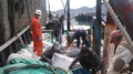 違法に取った漁獲を測定する作業（2022年5月23日撮影）。(c)CNS/陳銘斐