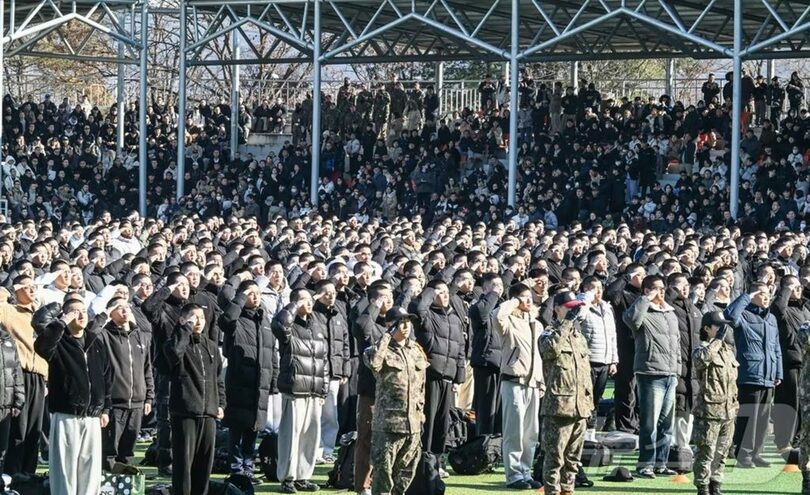 2026年1月5日、忠清南道論山の陸軍訓練所で開かれた新年最初の入営式(c)news1