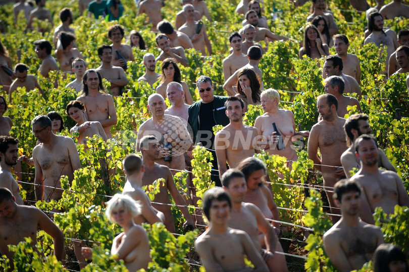 ブルゴーニュのブドウ園で集団ヌード撮影会、温暖化防止訴え