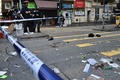 香港で民主派デモの参加者が警官に撃たれた現場に残る血痕（2019年11月11日撮影）。(c)Anthony WALLACE / AFP
