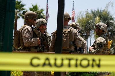 ロサンゼルス連邦庁舎に海兵隊配備 大規模な反トランプデモに先立ち