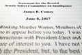 米上院情報特別委員会が公開した、ジェームズ・コミー前FBI長官が公聴会で読み上げる予定の声明文（2017年6月7日撮影）。(c)AFP/PAUL J. RICHARDS