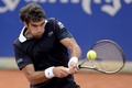 男子テニス、バルセロナ・オープン、シングルス決勝。リターンを狙うパブロ・アンドゥハル（2015年4月26日撮影）。(c)AFP/JOSEP LAGO