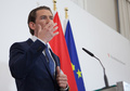 オーストリアの首都ウィーンで記者会見するセバスティアン・クルツ首相（2019年5月18日撮影）。(c)ALEX HALADA / AFP