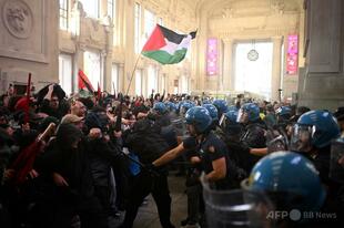 イタリアで数万人規模の親パレスチナデモ 衝突も