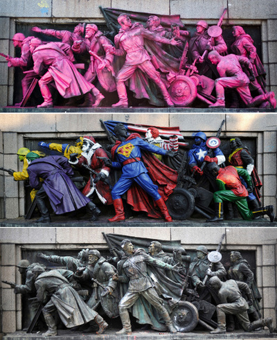 旧ソ連兵の銅像に「侵攻」を謝罪する落書き ブルガリア