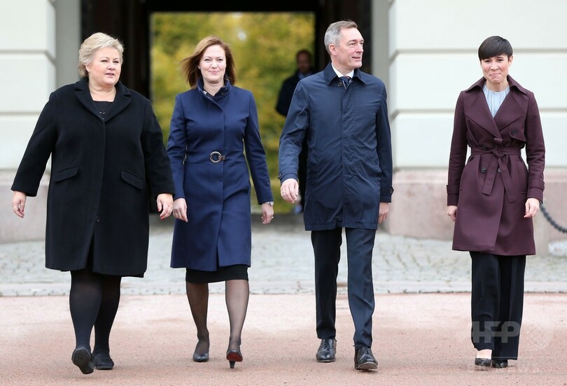 ノルウェー内閣改造、「政権トップ3」が女性に