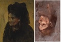 仏印象派の画家エドガー・ドガの絵画「Portrait of a woman」（左）とその下に描かれていた別の女性（右）のコンボ写真（撮影日不明）。(c)National Gallery of Victoria, Melbourne/Felton Bequest/AFP/NATURE PUBLISHING GROUP/David THURROWGOOD