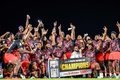 ラグビー、パシフィック・ネーションズカップ決勝、フィジー対日本。優勝を喜ぶフィジーの選手ら（2024年9月21日撮影）。(c)Philip FONG/ AFP