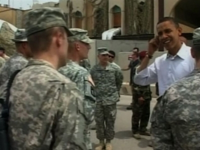 【動画】＜08米大統領選挙＞オバマ氏がイラク到着、駐留米兵を訪問