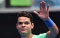 全豪オープンテニス、男子シングルス1回戦。試合に勝利して喜ぶミロス・ラオニッチ（2017年1月17日撮影）。(c)AFP/PETER PARKS
