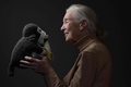 仏パリで、ぬいぐるみの「ミスターH」と共に写真撮影に応じる世界的に著名な霊長類学者ジェーン・グドール氏（2024年10月18日撮影）。(c)JOEL SAGET / AFP